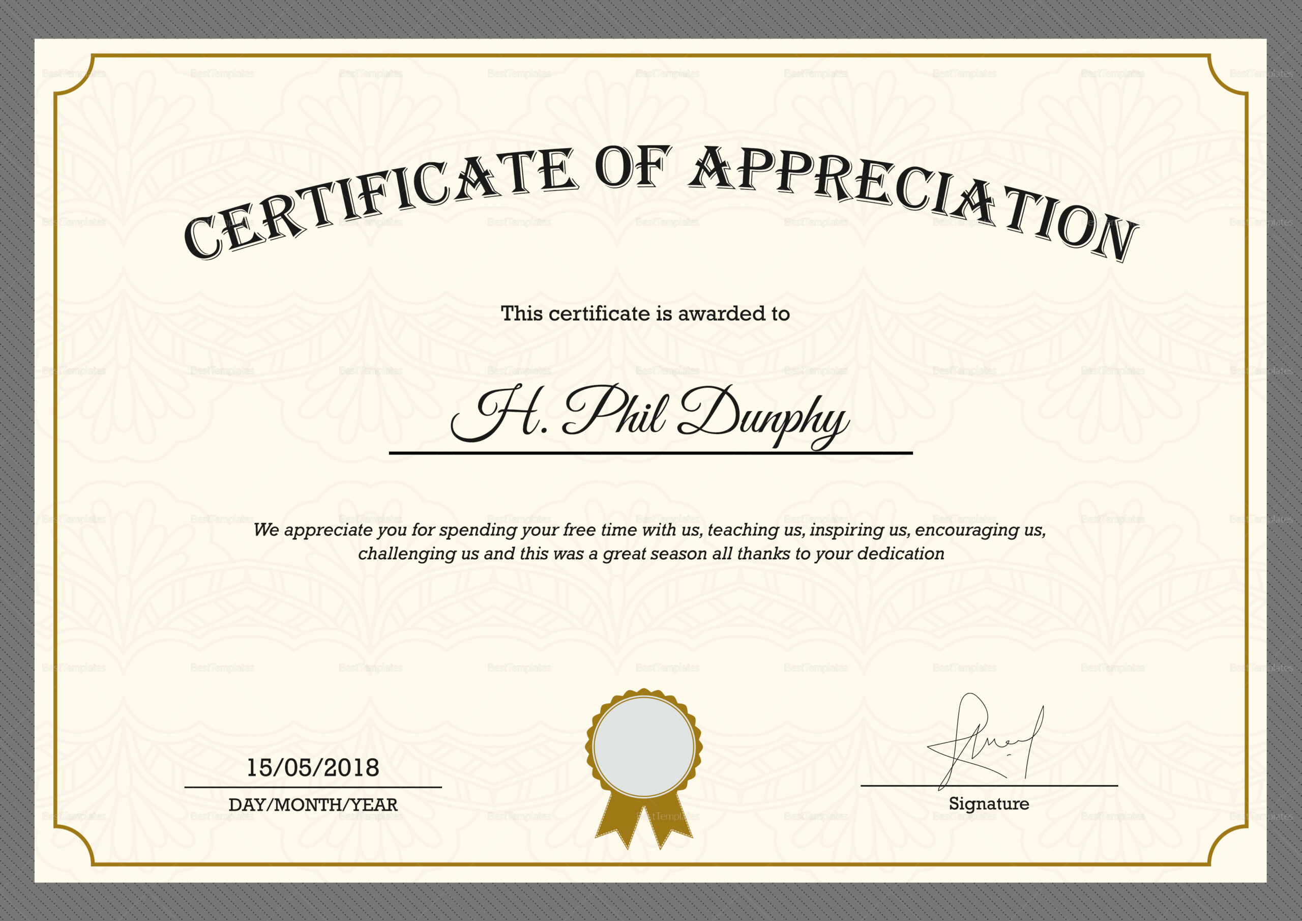 Sample Company Appreciation Certificate Design Template In Psd, Word with Certificate Of Appreciation Template Free Printable