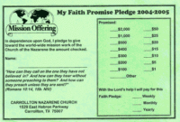 Sample: Faith Promise Commitment Or Pledge Card intended for Church Giving Statement Template