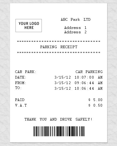 Sample Parking Receipt | Joy Studio Design Gallery - Best Design for Free Valet Parking Contract Template