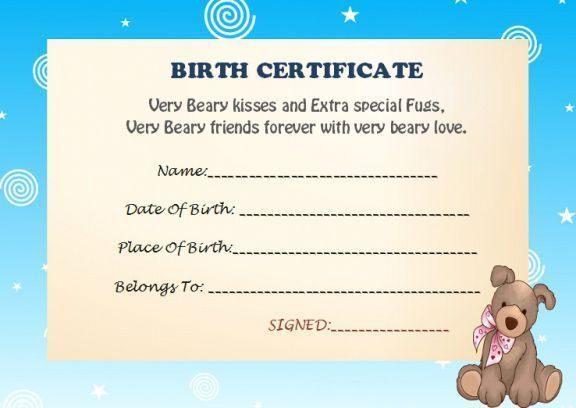 Samples Of Stuffed Animal Birth Certificate Template 7 Ideas In 2021 intended for Stuffed Animal Birth Certificate