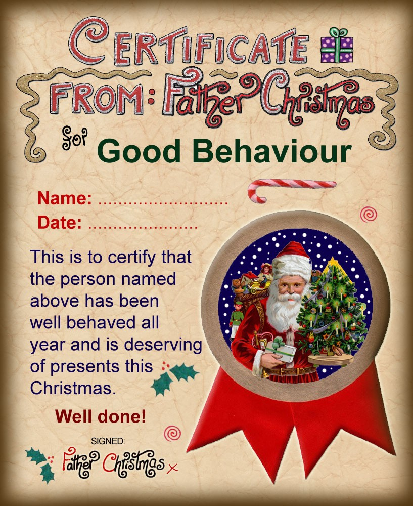 Santa Certificate Of Good Behaviour | Rooftop Post Printables with regard to Amazing Good Behaviour Certificate Templates