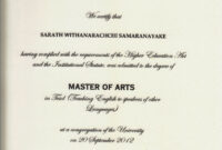 Sarath Samaranayake'S Official Blog: April 2013 for Fantastic Masters Degree Certificate Template