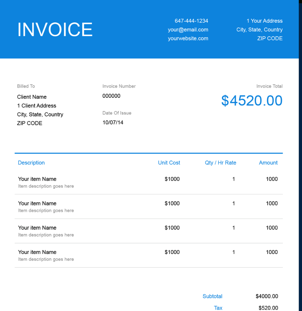 Services Rendered Invoice Template Free Download Send In Minutes For with Statement Of Services Rendered Template