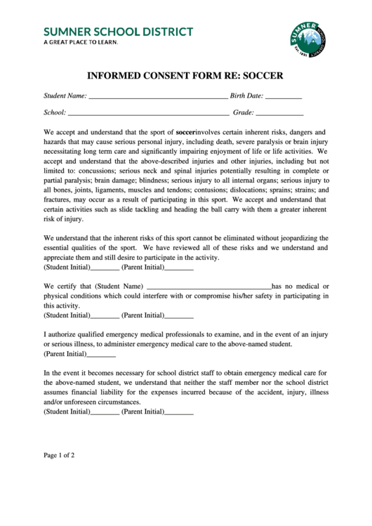 Soccer Informed Consent Form Printable Pdf Download regarding Fresh Parent Student Contract Template