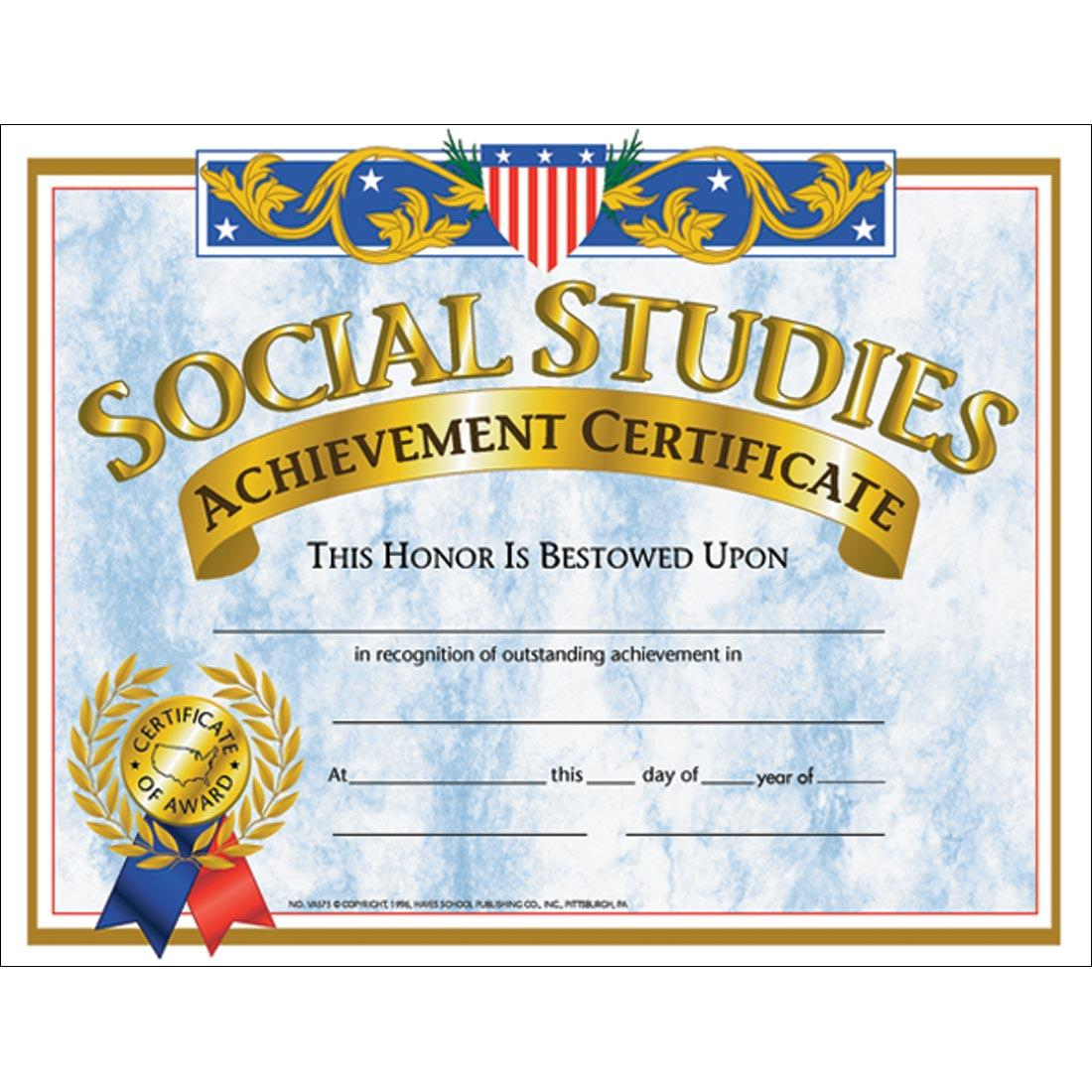 Social Studies Achievement Certificates with regard to Social Studies Certificate