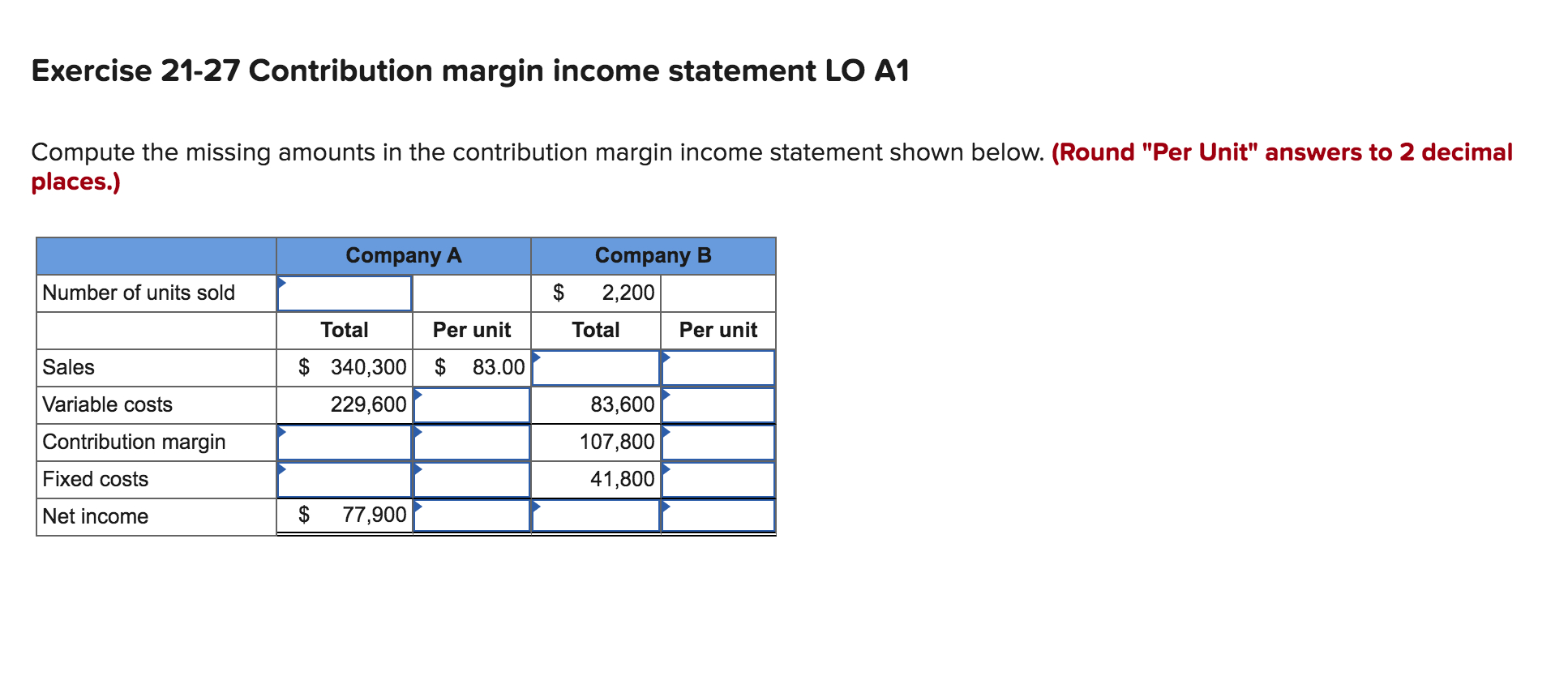 Solved Exercise 21-27 Contribution Margin Income Statement | Chegg with Contribution Margin Income Statement Template