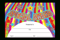 Special Award Sparkling Certificate – Superstickers within Amazing Good Behaviour Certificate Template 7 Kids Awards