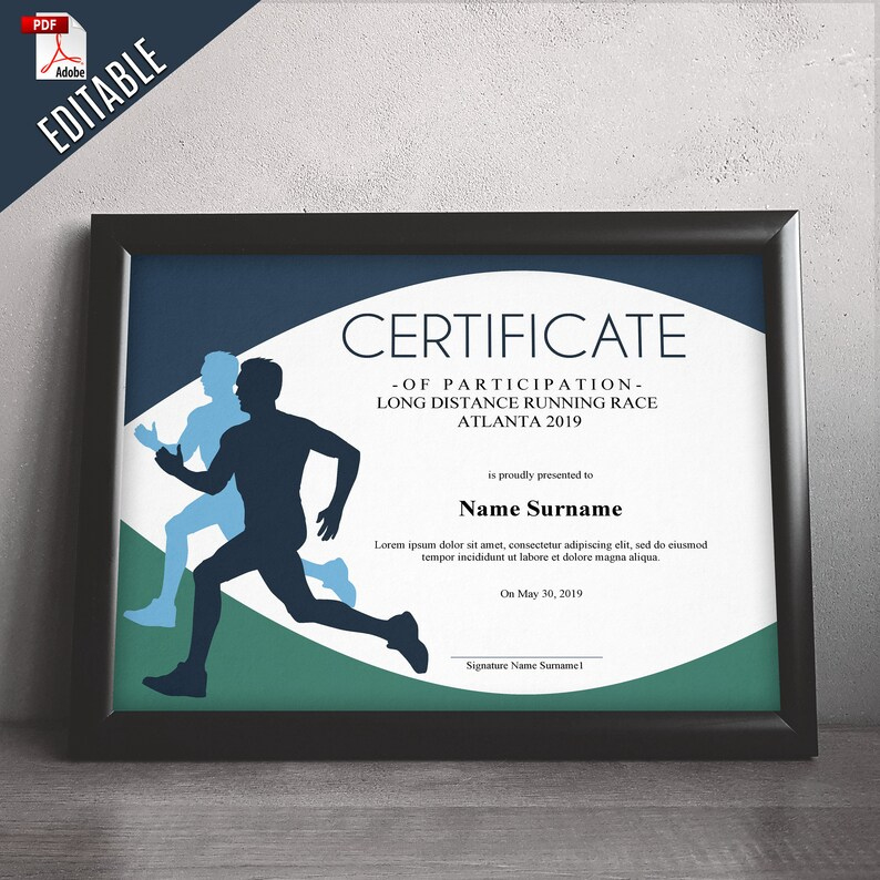Sports Editable Certificate Template Editable Running Award | Etsy pertaining to Fresh Running Certificate Templates