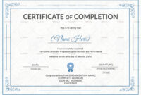 Sports Nutrition Training Completion Certificate Design Template In Psd inside Training Certificate Template Word Format