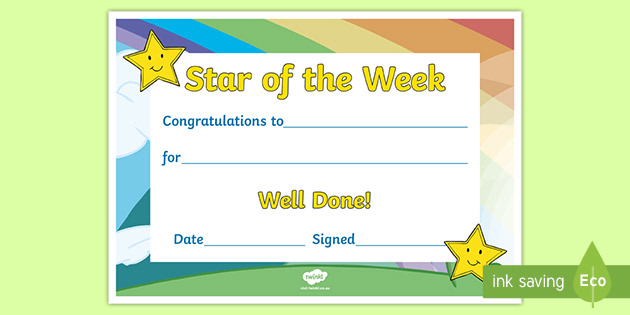 Star Of The Week Certificate (Teacher-Made) inside Fascinating Editable Certificate Social Studies