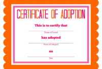 Stuffed Animal Adoption Certificate | Pet Adoption Certificate with New Stuffed Animal Birth Certificate Template 7 Ideas