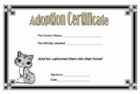 Stuffed Animal Adoption Certificate Template Inspirational Cat Adoption within Cat Birth Certificate Free Printable