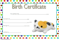 Stuffed Animal Birth Certificate Template Free For Cat Doll In 2020 with Kitten Birth Certificate Template