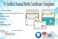 Stuffed Animal Birth Certificate Templates [7+ Adorable Designs] inside Stuffed Animal Birth Certificate