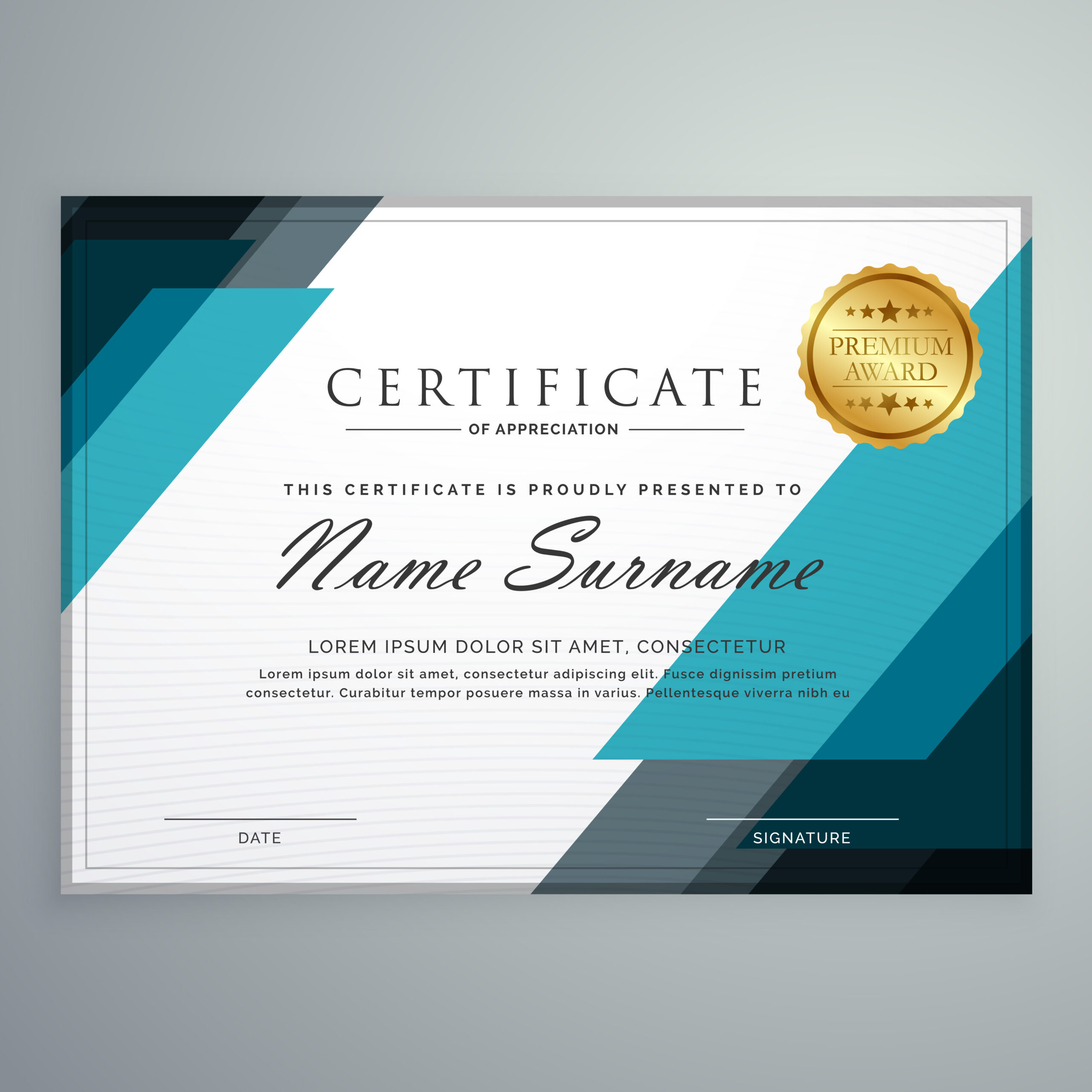 Stylish Certificate Of Appreciation Award Design Template With G regarding Awesome Award Certificate Design Template