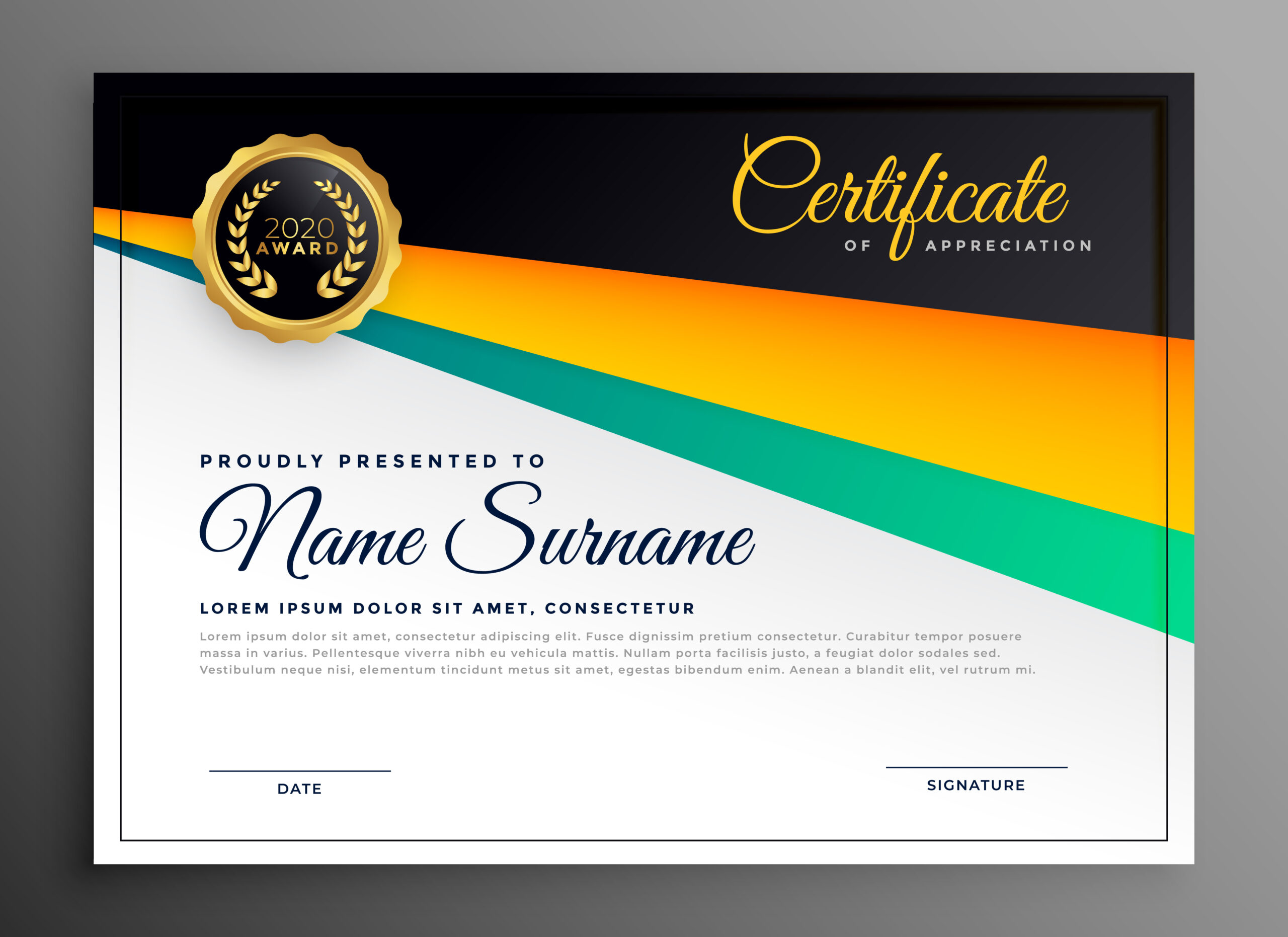 Stylish Certificate Of Appreciation Template - Download Free Vector Art intended for Template For Certificate Of Award