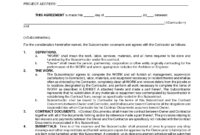 Subcontractor Agreement Form - Free Printable Documents with regard to New Face Painting Contract Template