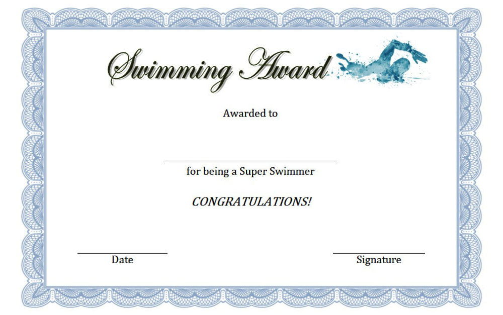 Swimming Award Certificate Free Printable 3 | Awards Inside Finisher with regard to Finisher Certificate Templates