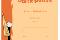 T-Ball Certificate Of Participation Template Download Printable Pdf in Fascinating Free Templates For Certificates Of Participation