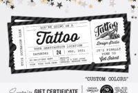 Tattoo Gift Card Ticket Certificate Voucher Template Get | Etsy throughout Amazing Tattoo Gift Certificate Template Coolest Designs