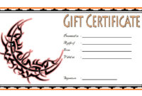 Tattoo Gift Certificate Template [7+ Coolest Designs Free Download] inside Tattoo Certificates Top 7 Cool Free Templates