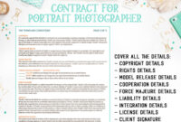 Teal &amp;amp; Orange Portrait Photography Contract Template Available - Etsy pertaining to Portrait Photography Contract Template