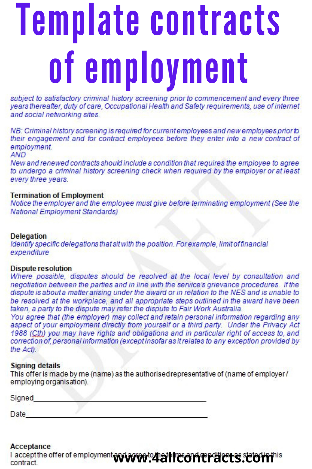 Template Contracts Of Employment - Australia | Rental Agreement with regard to Fresh Australian Employment Contract Template
