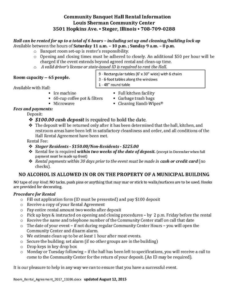 Templates Financial - Templates Hunter | Room Rental Agreement, Halls for Hall Rental Contract Template