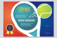 Tennis Certificate Diploma With Golden Cup Vector. Sport Award Template in Free Tennis Gift Certificate Template