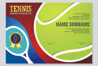 Tennis Certificate Diploma With Golden Cup Vector. Sport Award Template regarding Free Tennis Achievement Certificate Templates