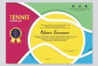 Tennis Certificate Diploma With Golden Cup Vector. Sport Award Template with regard to Tennis Achievement Certificate Template