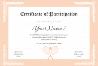 Tennis Participation Certificate Design Template In Psd, Word for Fantastic Tennis Certificate Template