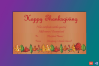 Thanksgiving Gift Certificate Template (Brown, #5603) | Certificate in Thanksgiving Gift Certificate Template Free