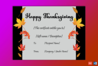 Thanksgiving Gift Certificate Template (Jet Black, #5625) | Gift pertaining to Thanksgiving Gift Certificate Template Free