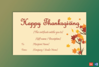 Thanksgiving Gift Certificate Template (Tree, #5608) | Gift Certificate regarding Free Thanksgiving Gift Certificate Template Free