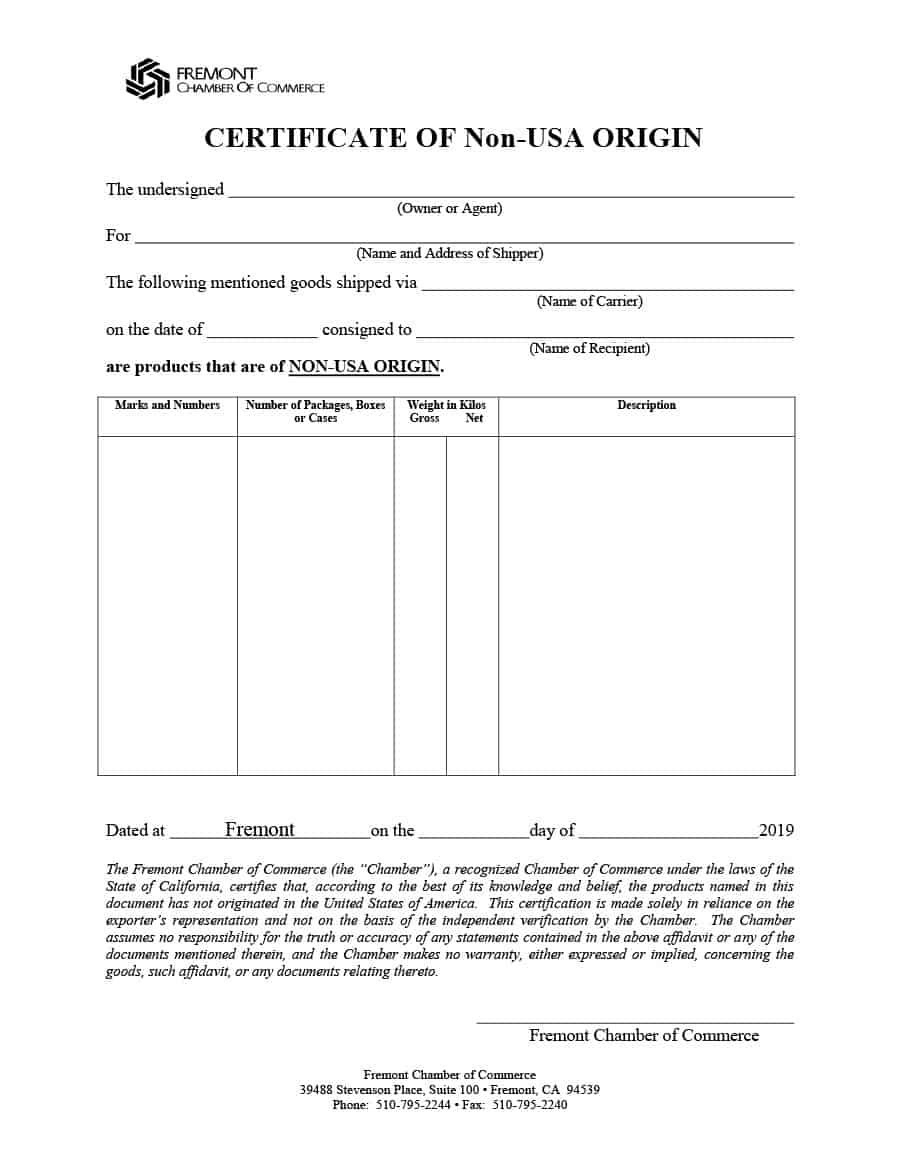 The Marvelous 30 Printable Certificate Of Origin Templates (100% Free for Free Certificate Of Origin Template Word