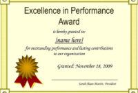 The Mesmerizing Sample Certificate Of Recognition For Outstanding intended for Free Outstanding Performance Certificate Template
