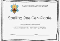 Fantastic Spelling Bee Award Certificate Template