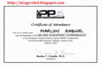 Tidbits And Bytes: Example Of Certificate Of Attendance – 2007 Ppa inside Amazing Conference Certificate Of Attendance Template