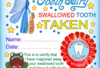 Tooth Fairy Certificate: Swallowed Tooth Taken | Rooftop Post Printables inside Tooth Fairy Certificate Template Free
