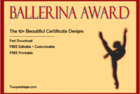 Top 10+ Pretty Ballet Certificate Templates Free Editable for Awesome Ballet Certificate Template