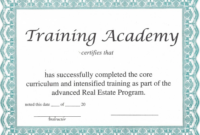 Training Certificate Template – Certificate Templates In Template For in Template For Training Certificate