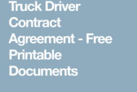 Truck Driver Contract Agreement | Contract Agreement, Truck Driver in Fresh Truck Driver Contract Agreement