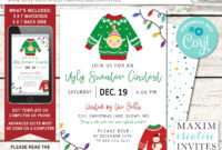 Ugly Sweater Party Invitation Ugly Sweater Contest Christmas | Etsy in New Free Ugly Christmas Sweater Certificate Template