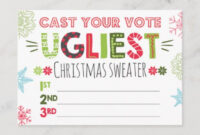 Ugly Sweater Voting Ballot Christmas Sweater | Zazzle in New Free Ugly Christmas Sweater Certificate Template