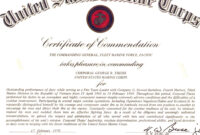 Usmc Certificate Of Commendation For George Theiss | Training with regard to Officer Promotion Certificate Template