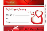 Valentine&amp;#039;S Gift Certificates throughout Love Certificate Templates