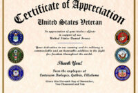 Veteran Appreciation Certificate | Certificate Of Recognition Template with Army Certificate Of Appreciation Template