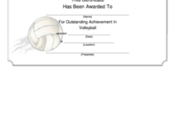 Volleyball Certificate Of Achievement Printable Pdf Download within Volleyball Certificate Template Free