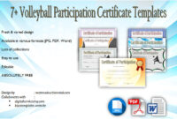 Volleyball Participation Certificate Templates [7+ New Designs] inside Volleyball Tournament Certificate